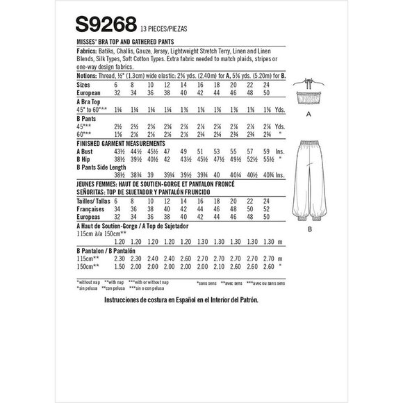 Simplicity Sewing Pattern R11379 Misses Bra Top Wide Leg Pants Mimi G Size 16-24 - Picture 2 of 3